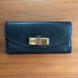Chloe Black Leather Wallet | Chloé long wallet